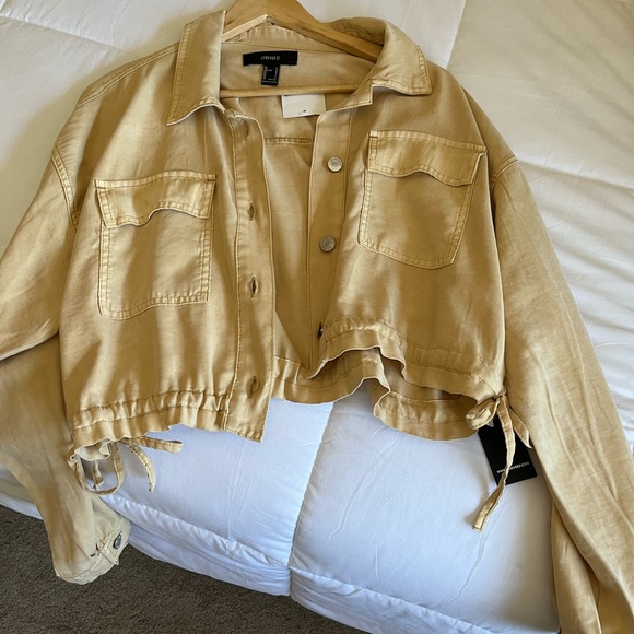 Cropped Drawstring Twill Jacket - Picture 4 of 5